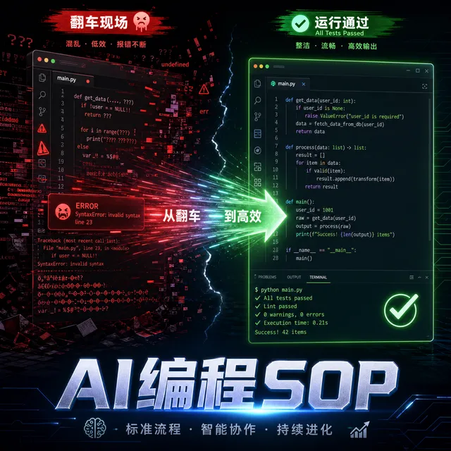 AI写代码总翻车?4种经典翻车场景+完整SOP,看完直接用