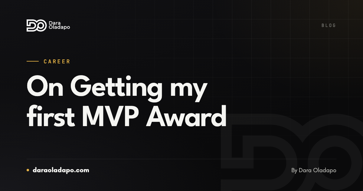 Cover image: On Getting my first MVP Award