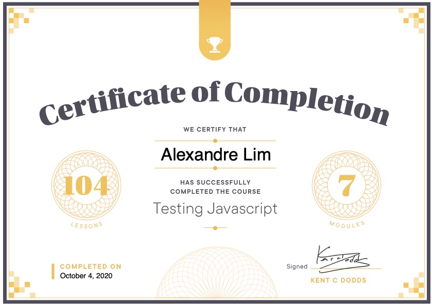 Testing JavaScript certificate of completion