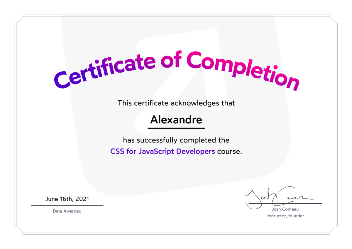 CSS for JavaScript developers certificate