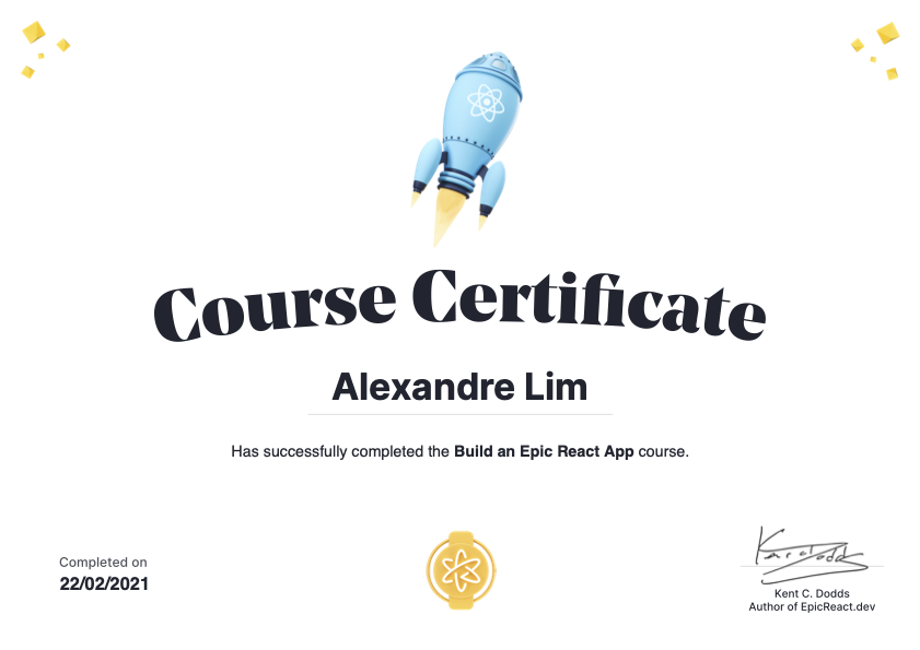 Epic React Certificate