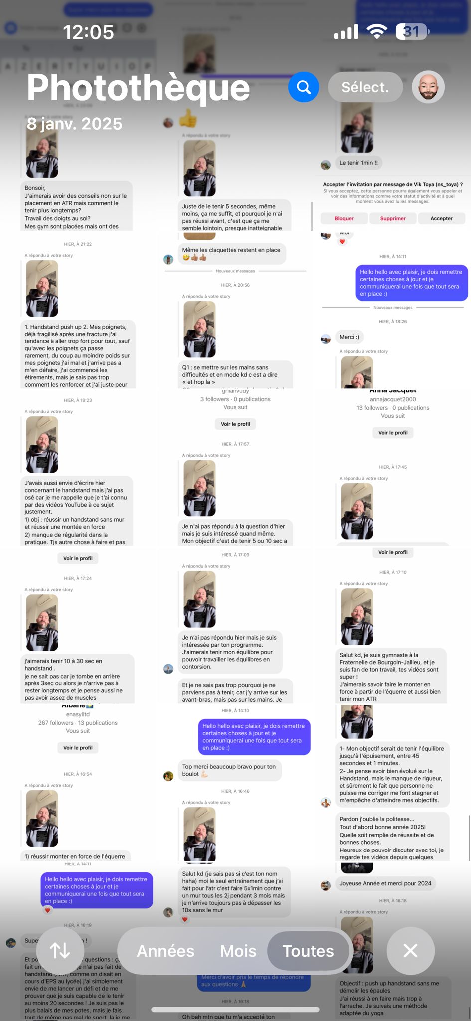 Un extrait des DM reçus