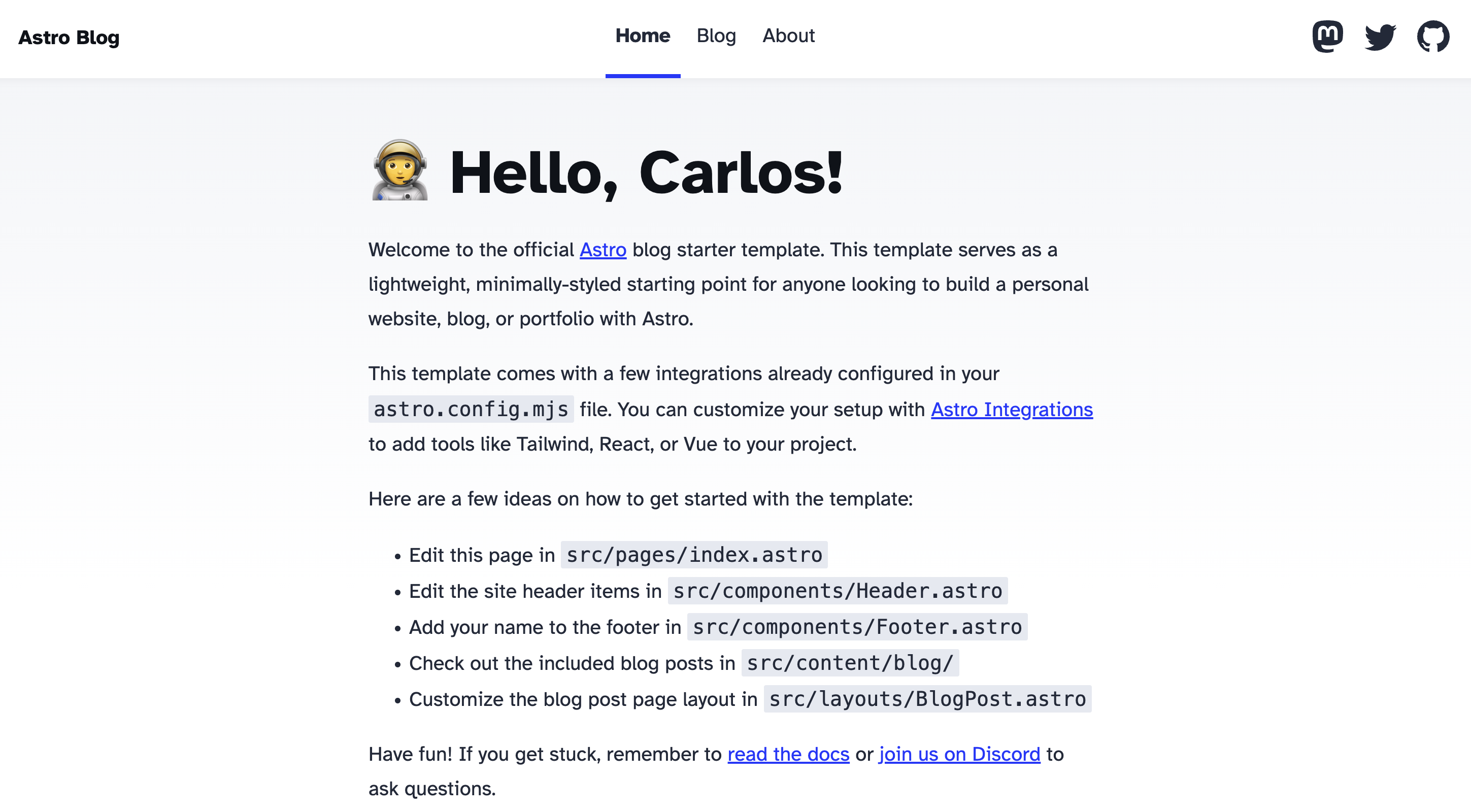 Screenshot of Blog