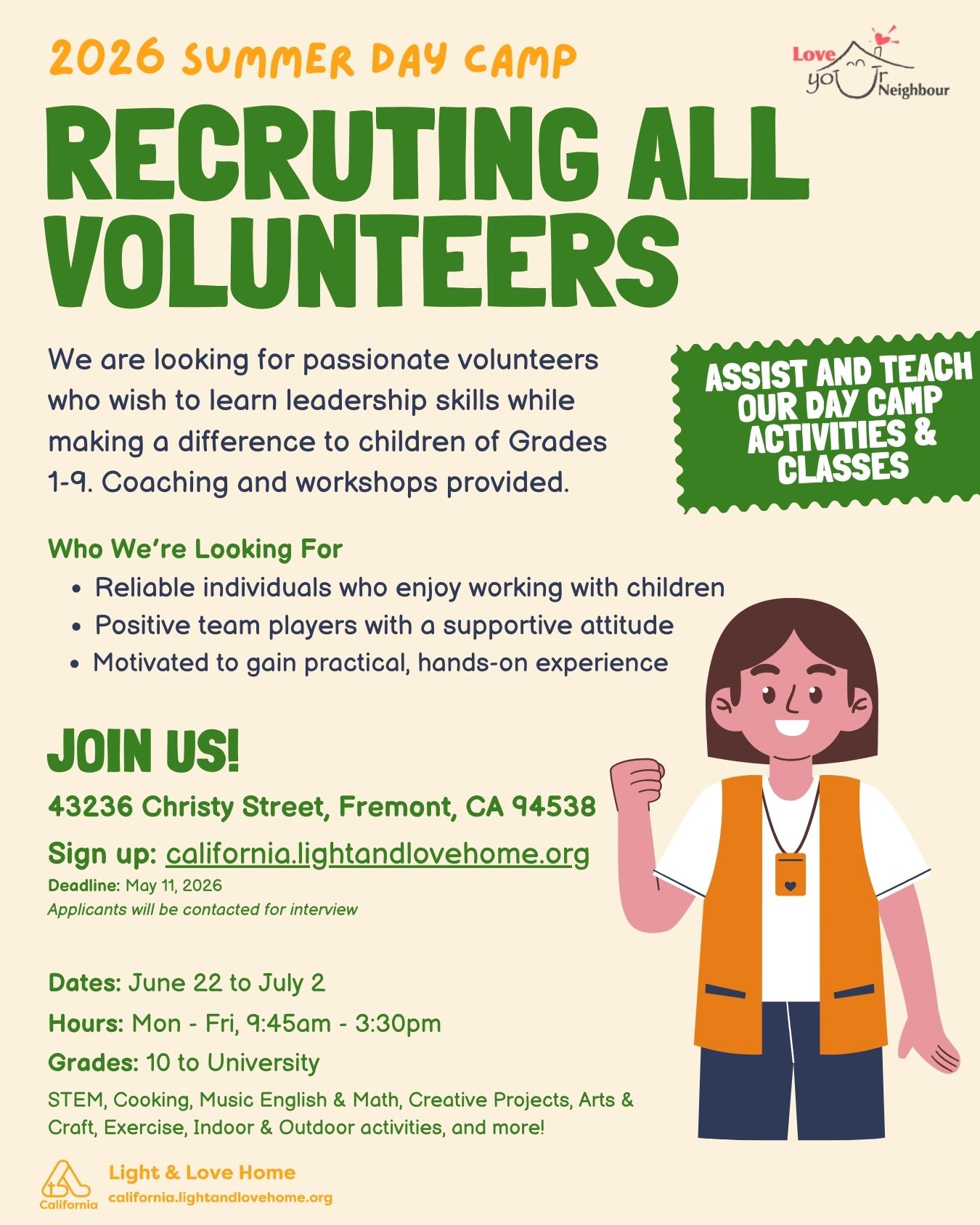 Volunteer for our Summer Day Camp!