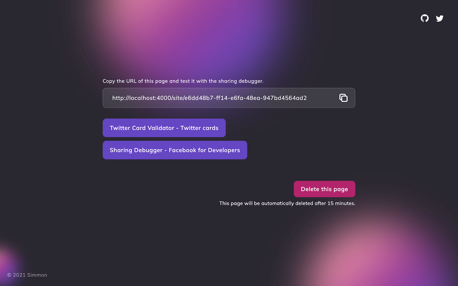 Localhost Open Graph Debuggerの個別確認ページ