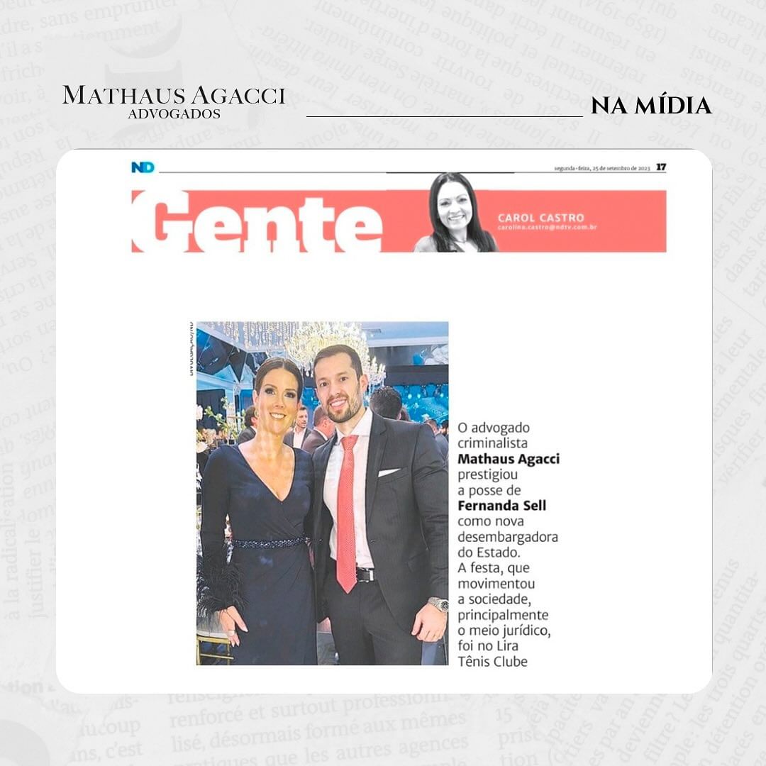 Registro na coluna “Gente”, comandada pela Jornalista Carol Castro, do Jornal Notícias do Dia…