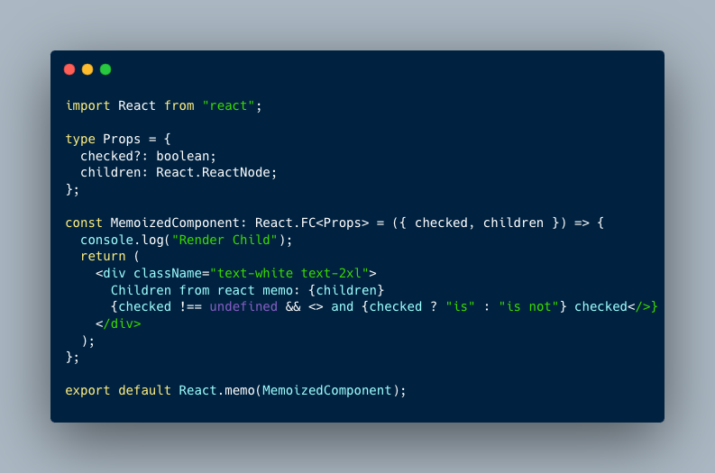 Fig. 2. Exporting component as memoized