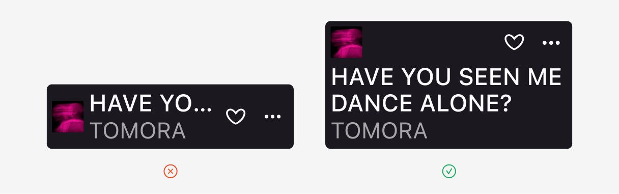 The component changes structure to accommodate larger text sizes