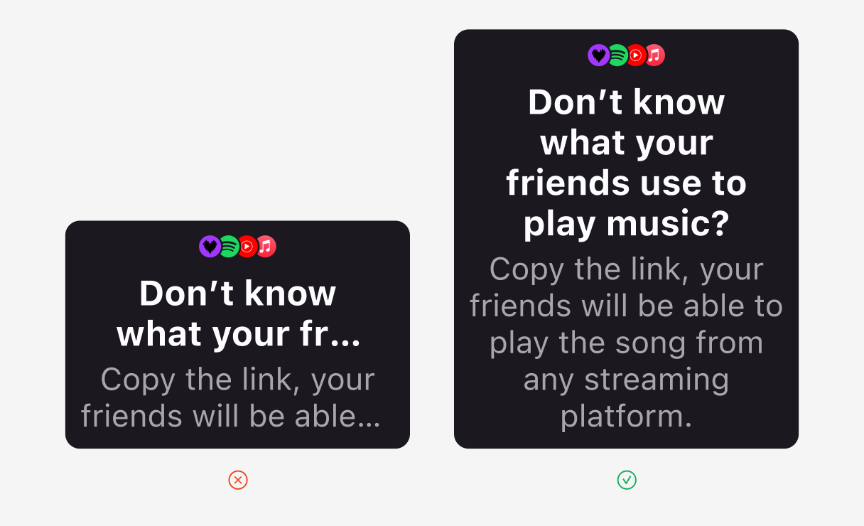 Without max lines, the content remains fully readable at larger text sizes