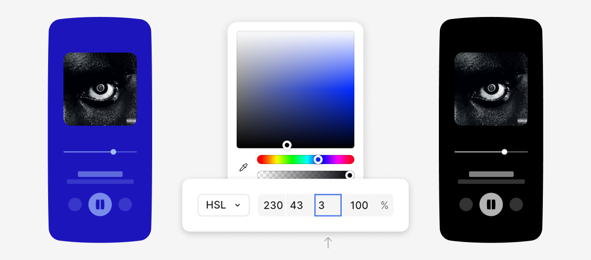 The extracted color contains a blue tint. Because its lightness falls below the threshold, the cover is treated as black and the tint is ignored