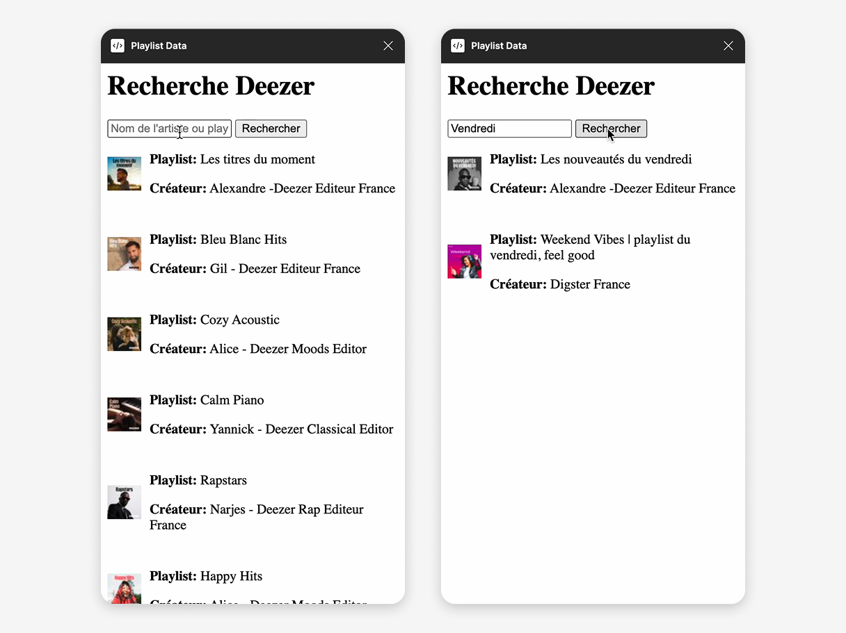 First successful connection with Deezer API