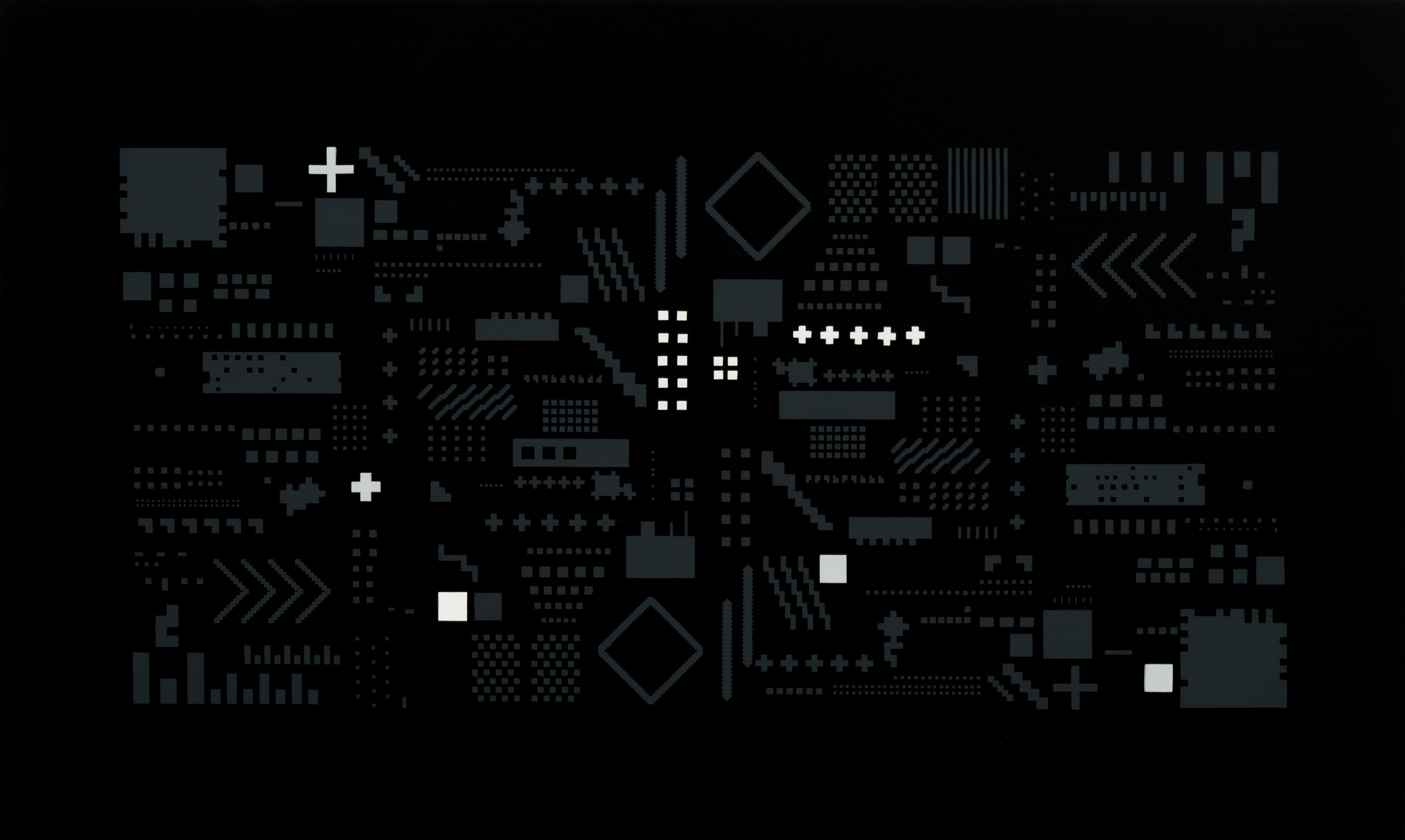 Lights (B/W), 2023, Acrylic on paper panel, 31.2 × 52 cm