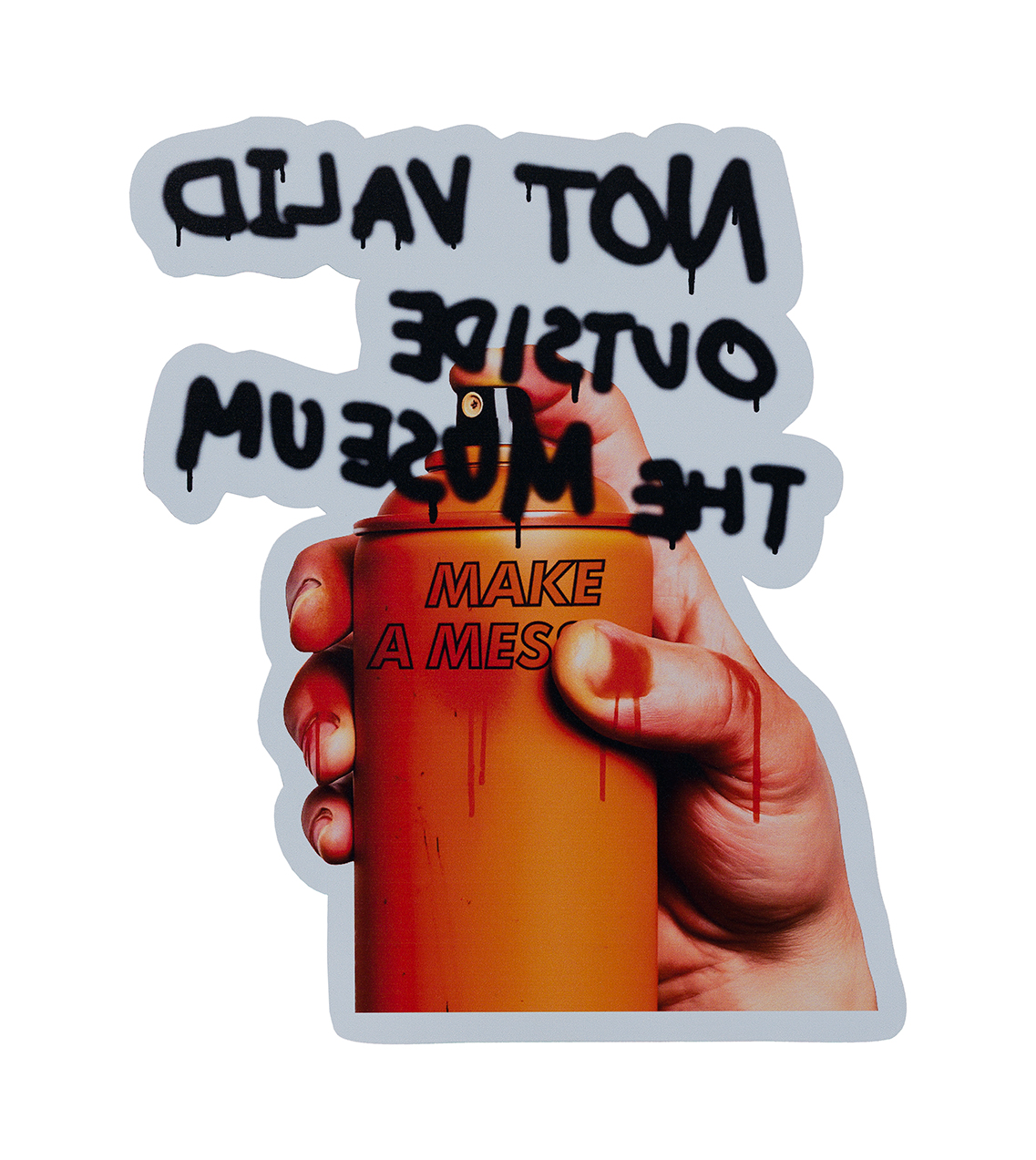 Not Valid Outside the Museum, 2025, UV print on stainless steel, 30 × 30 cm