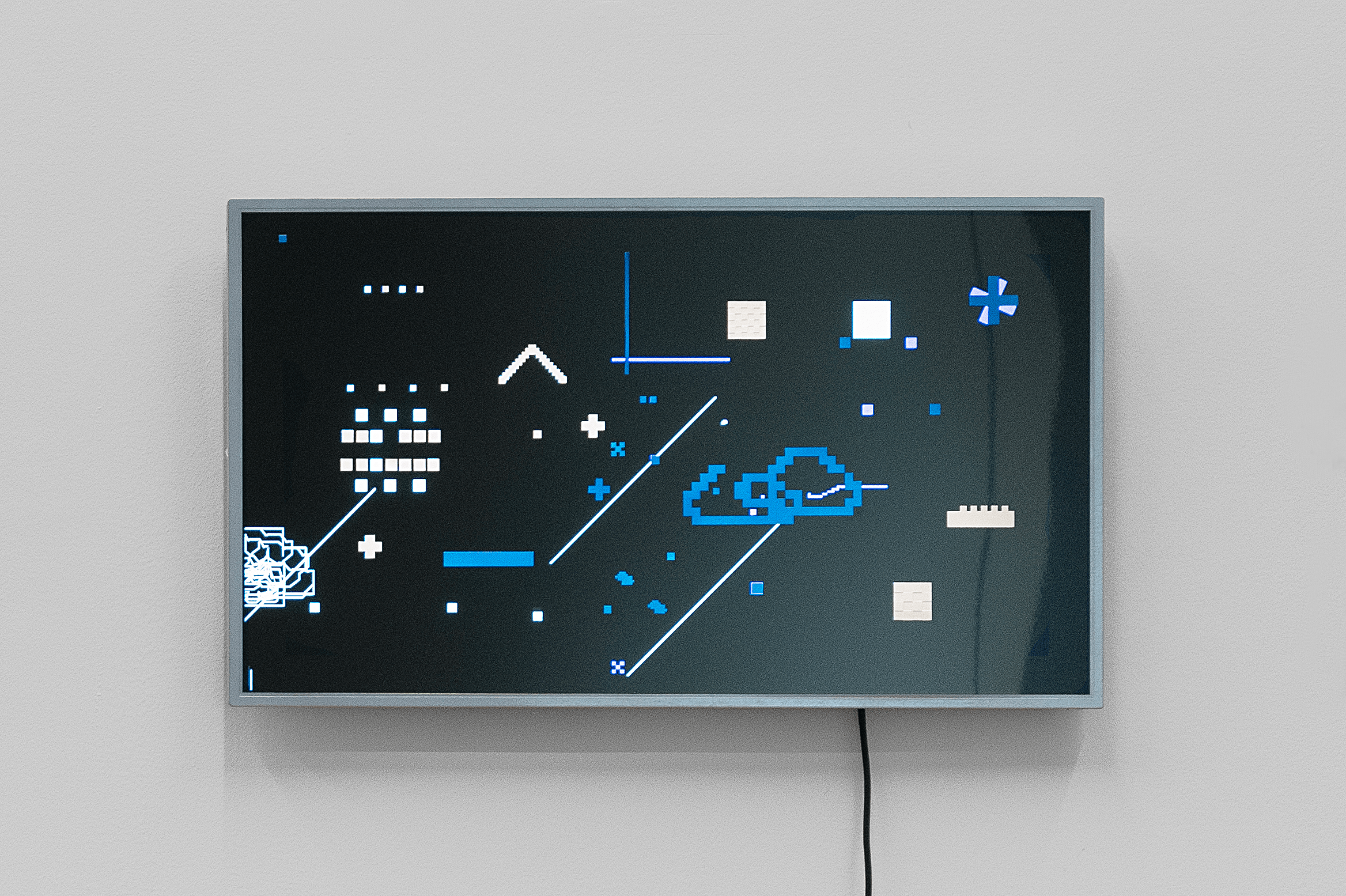 Rain, 2023, Acrylic, paper collage on digital frame, single-channel video, 50 sec. (loop)