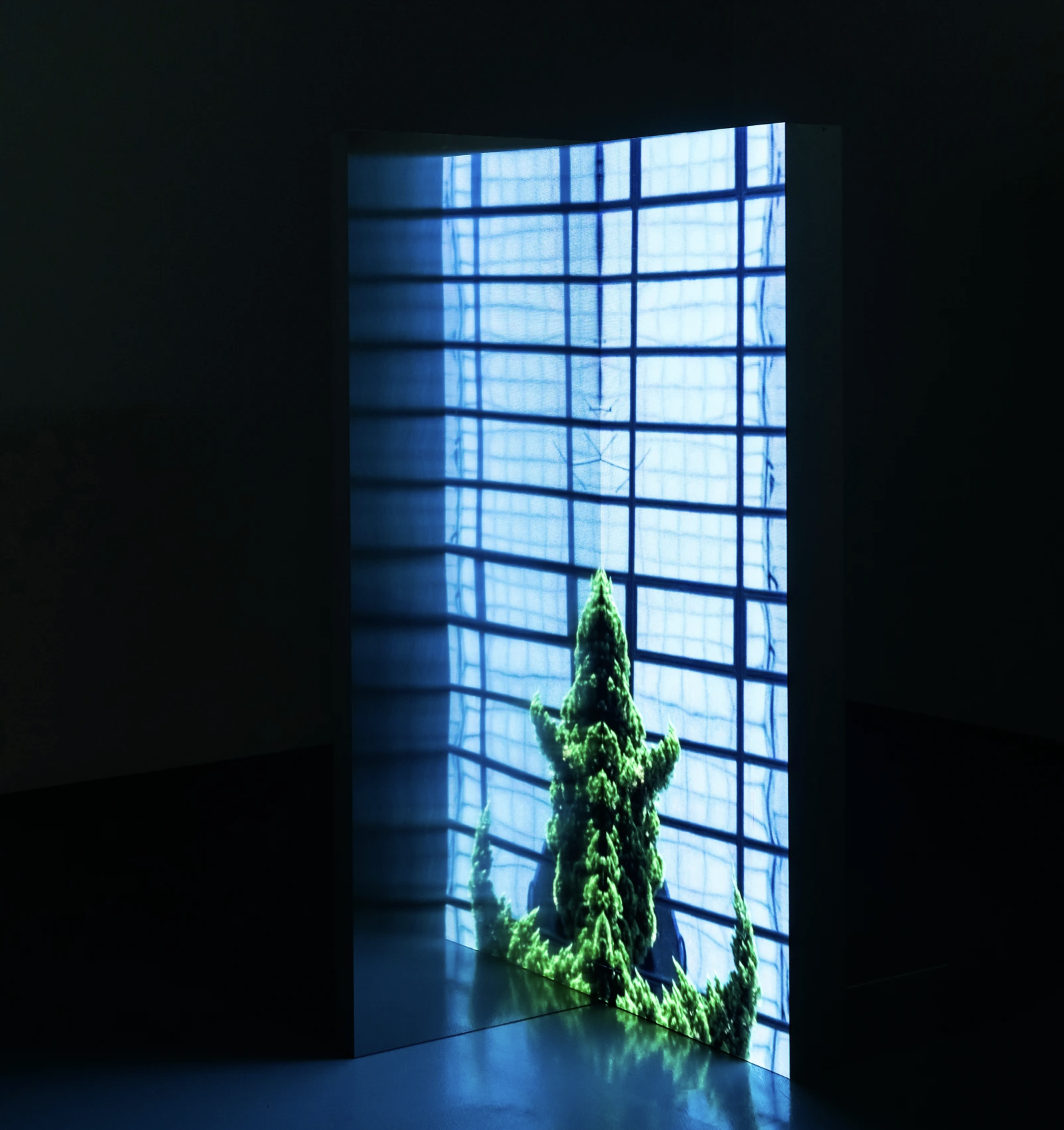 ‹Noise24-01›, 2024, LED 디스플레이, 스테인리스 스틸, 3분 29초 (루프), 192 × 73 × 8 cm