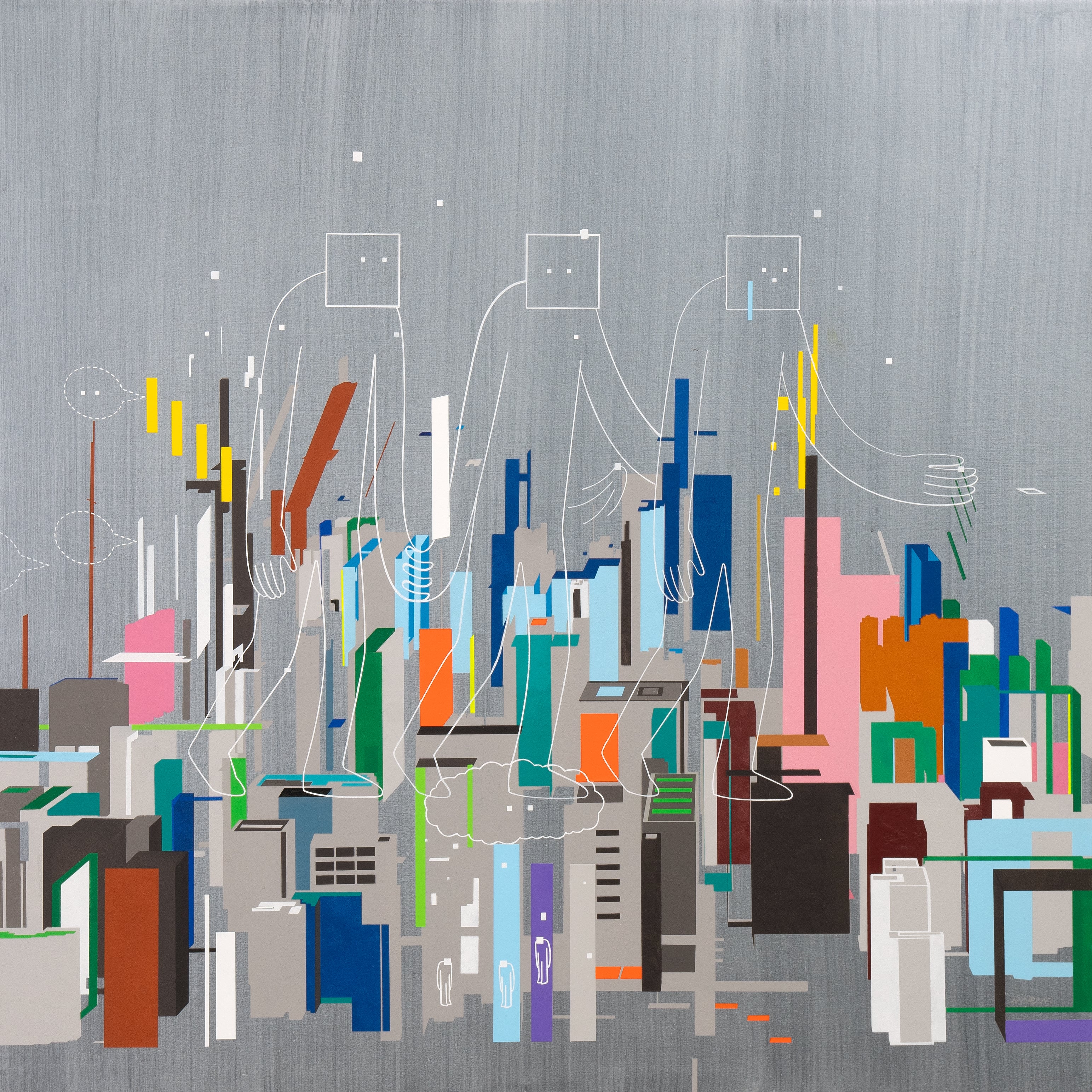 ‹스크롤링›, 2023, 종이 배접 패널에 아크릴, 70 × 70 cm