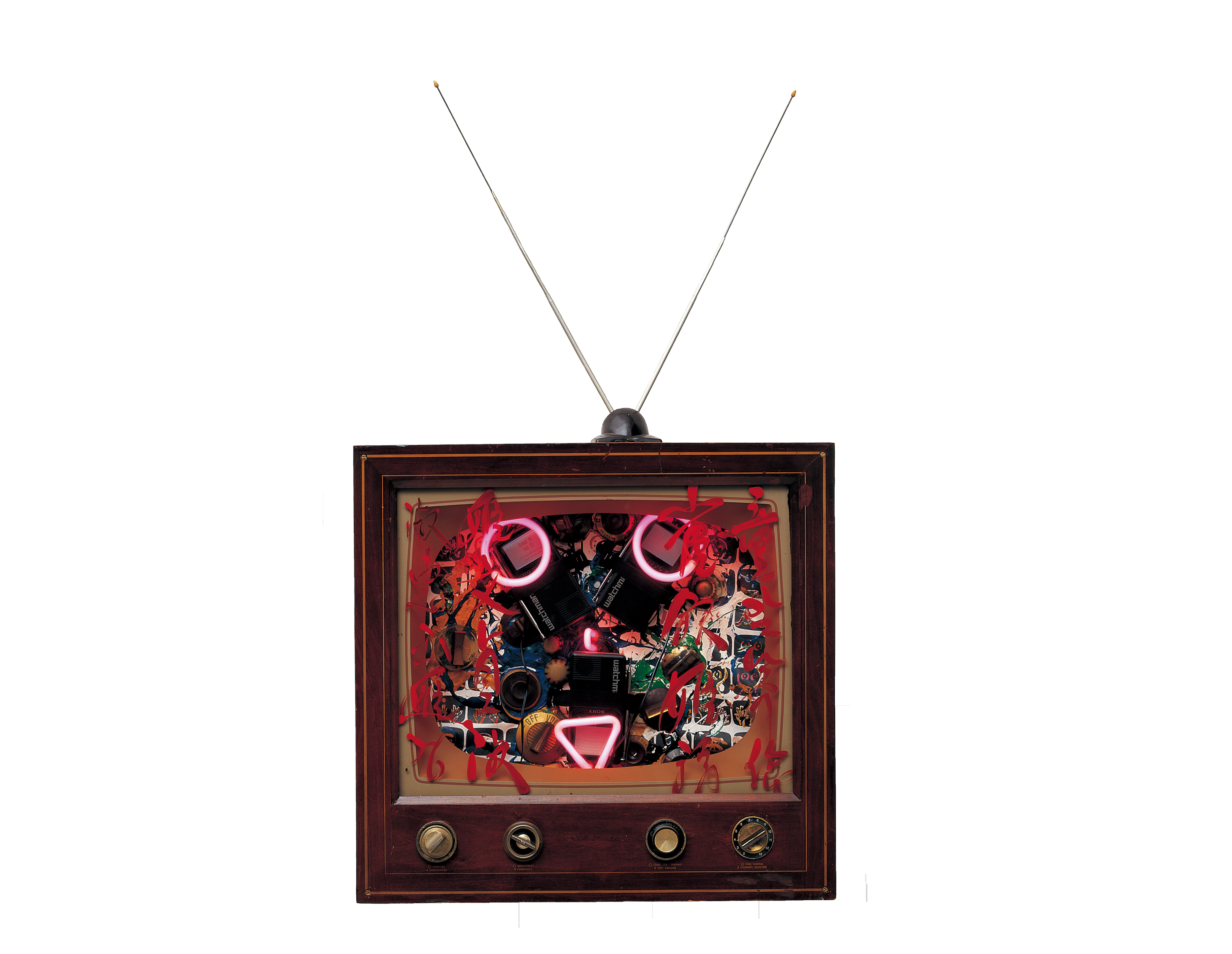 ‹네온 TV – 22세기 폭스›, 1990, 혼합 매체, 63 × 65 × 25 cm