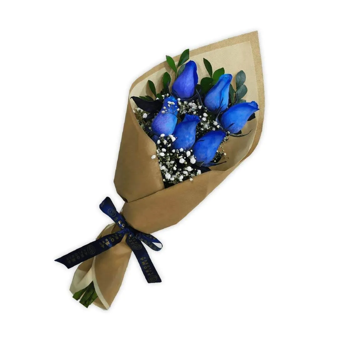 Ramo De Rosas Azules X6 — Celebraciones. Arreglo floral de Flores Les Roses con envío a domicilio en Bogotá.