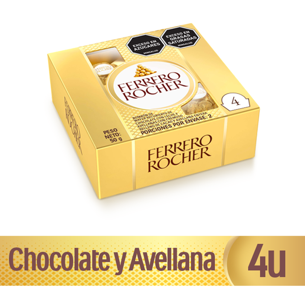 Caja Ferrero Rocher X4 Unidades — Agradecimientos. Arreglo floral de Flores Les Roses con envío a domicilio en Bogotá.