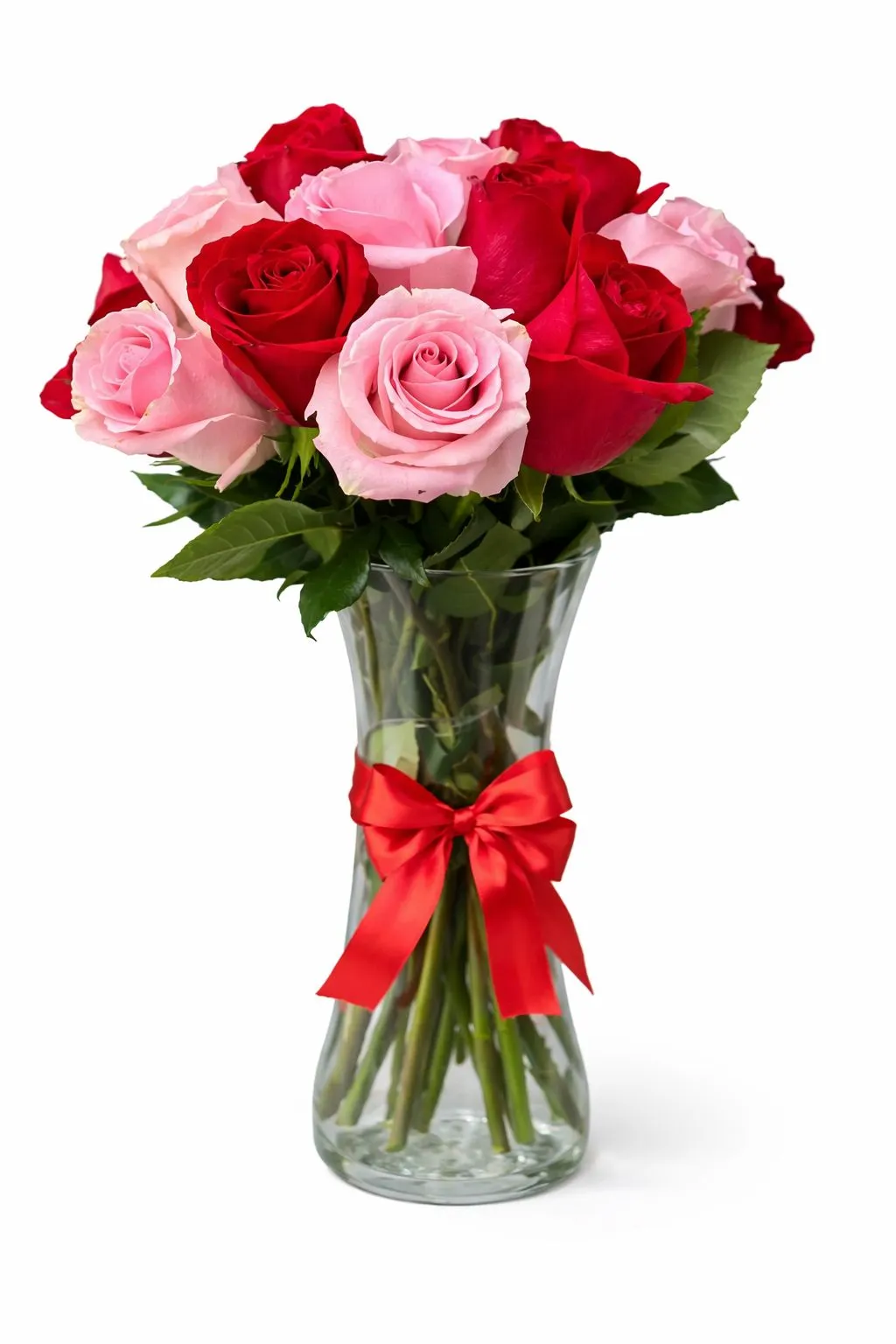 Jarrón De Rosas Rosadas Y Rojas — Romance. Arreglo floral de Flores Les Roses con envío a domicilio en Bogotá.