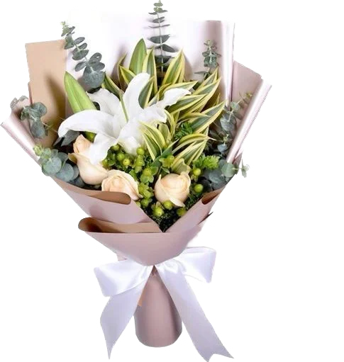 Flores De Lirio Blancos Y Rosas Blancas En Bouquet — Celebraciones. Arreglo floral de Flores Les Roses con envío a domicilio en Bogotá.