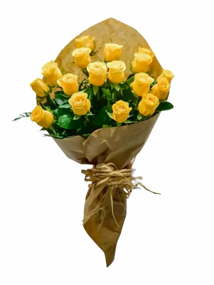 Rosas Amarillas En Bouquet — Agradecimientos. Arreglo floral de Flores Les Roses con envío a domicilio en Bogotá.