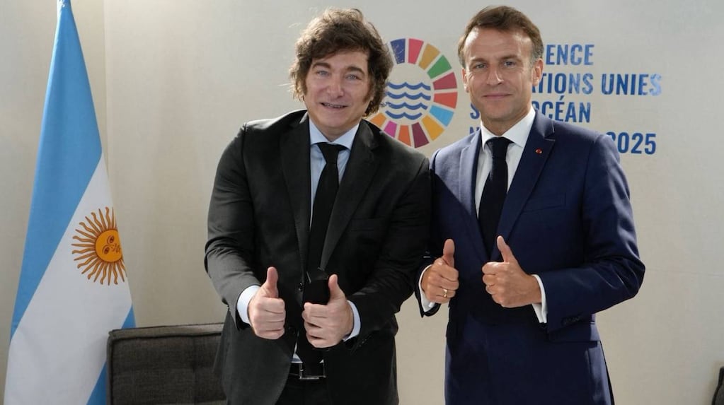 Javier Milei y Emmanuel Macron, tras su reunión en Niza en 2025. (TN)