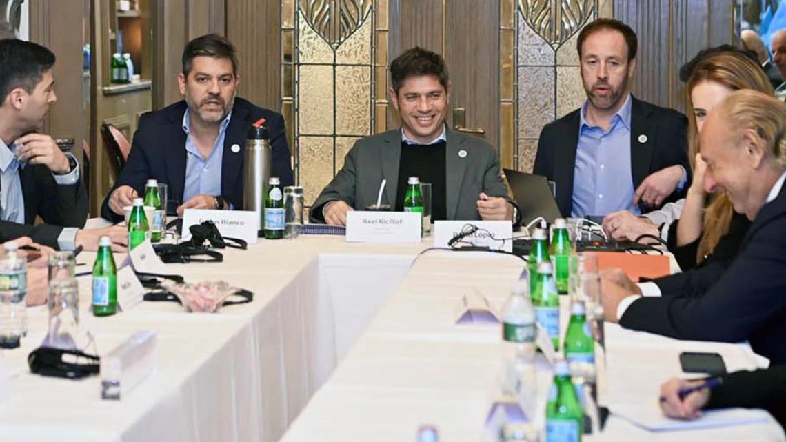 "Axel Kicillof durante su agenda en Nueva York." (Diario Perfil)
