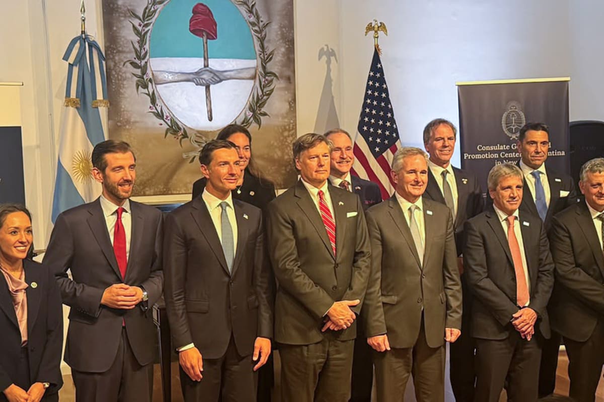"La delegación argentina y el subsecretario de Estado de EE.UU. durante el anuncio del Corredor Andes-Atlántico en Nueva York" (La Nación)