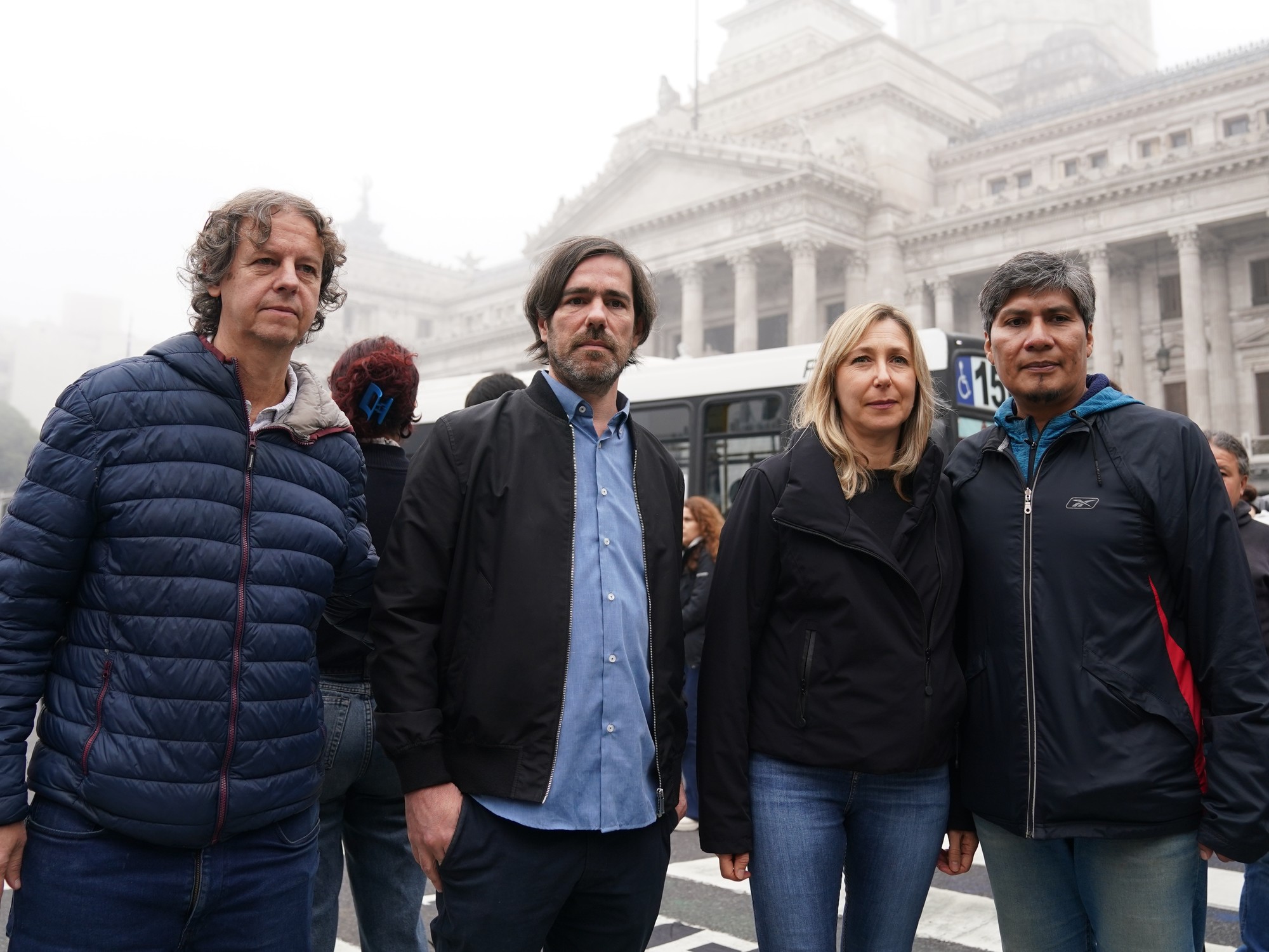 Christian Castillo, Nicolás del Caño, Myriam Bregman y Alejandro Vilca, organizadores de la Marcha de la Bronca (Clarín)