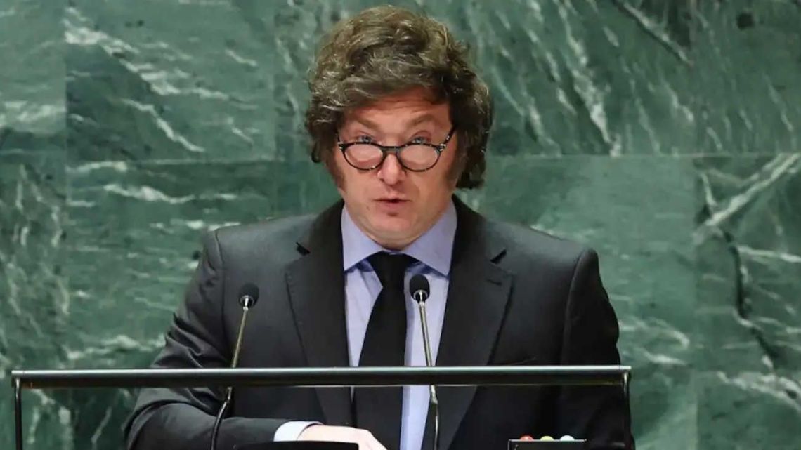 "Javier Milei en la ONU." (Diario Perfil)