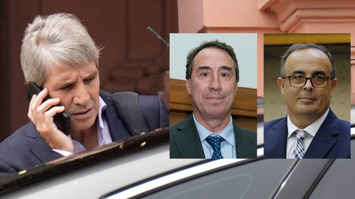 "Luis Caputo y los jueces Mariano Llorens y Pablo Bertuzzi." (Diario Perfil)