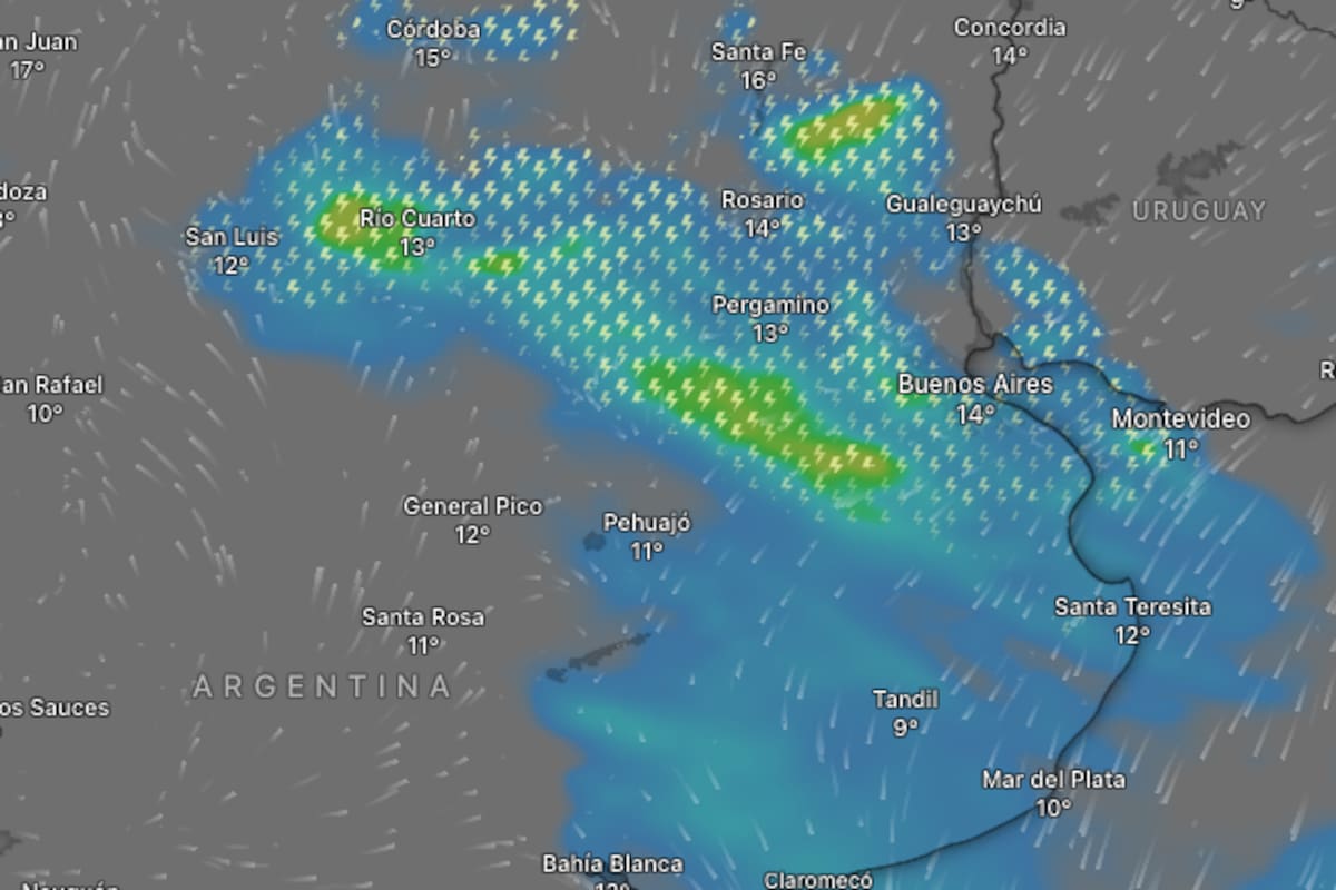 "Lluvias en la zona del AMBA ante el avance del frente frío desde el Pacífico" (La Nación)