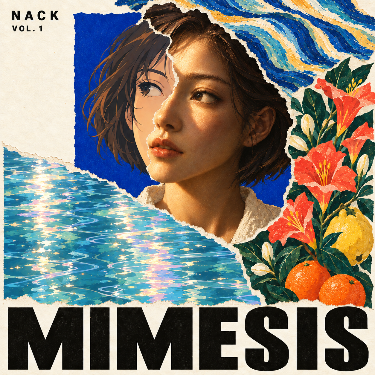 比較案。白を戻し、顔、水面、花をすっきり見せたMIMESISジャケット。