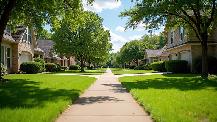 A picturesque view of a Fort Worth neighborhood showcasing well-kept homes
