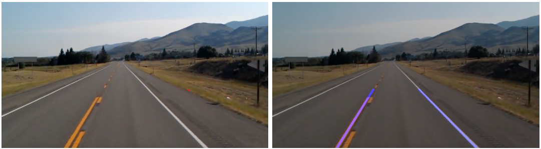 Lane detection with Hough transform.