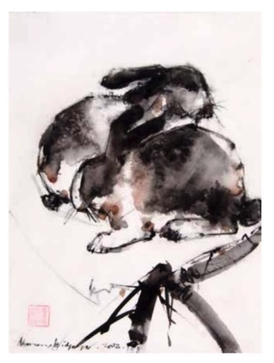 〈Rabbit〉, 40 x 30 cm, watercolor on canvas, 2022
