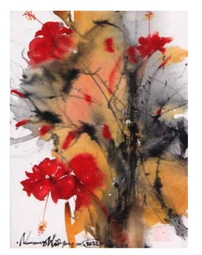 〈Flower〉, 40 x 30 cm, watercolor on canvas, 2022