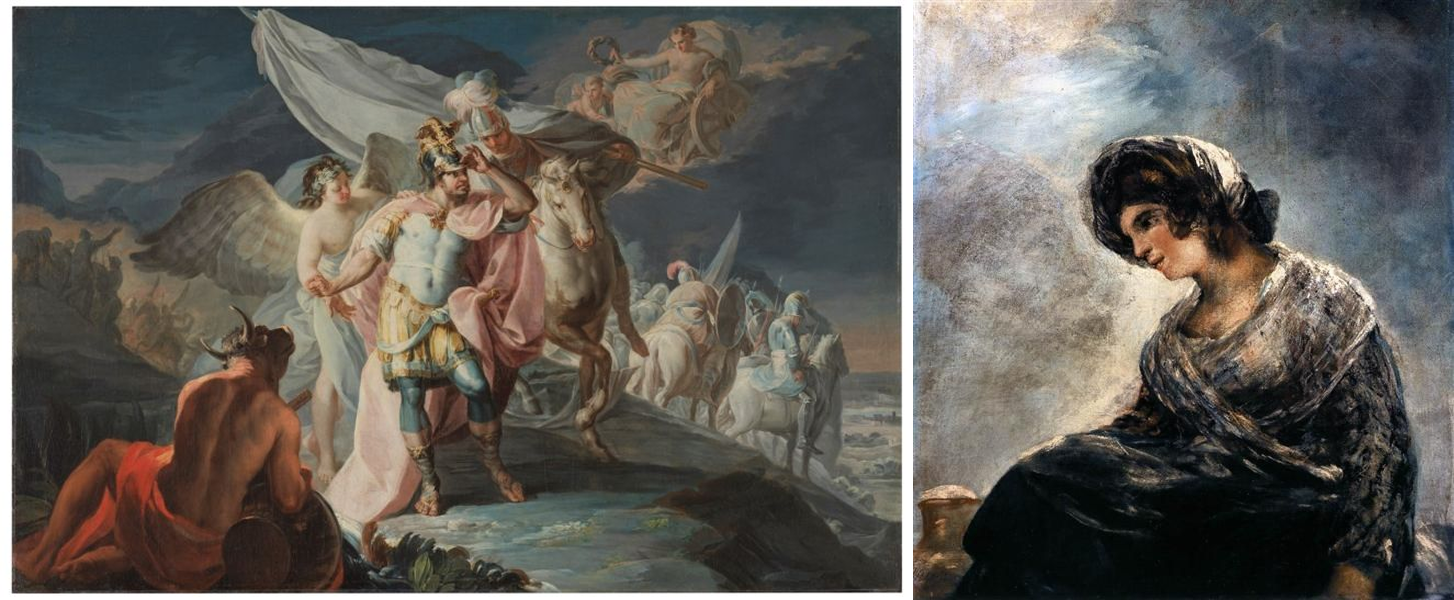 Goya, The Victorious Hannibal (1771), Goya, The Milkmaid of Bordeaux (1825-27)