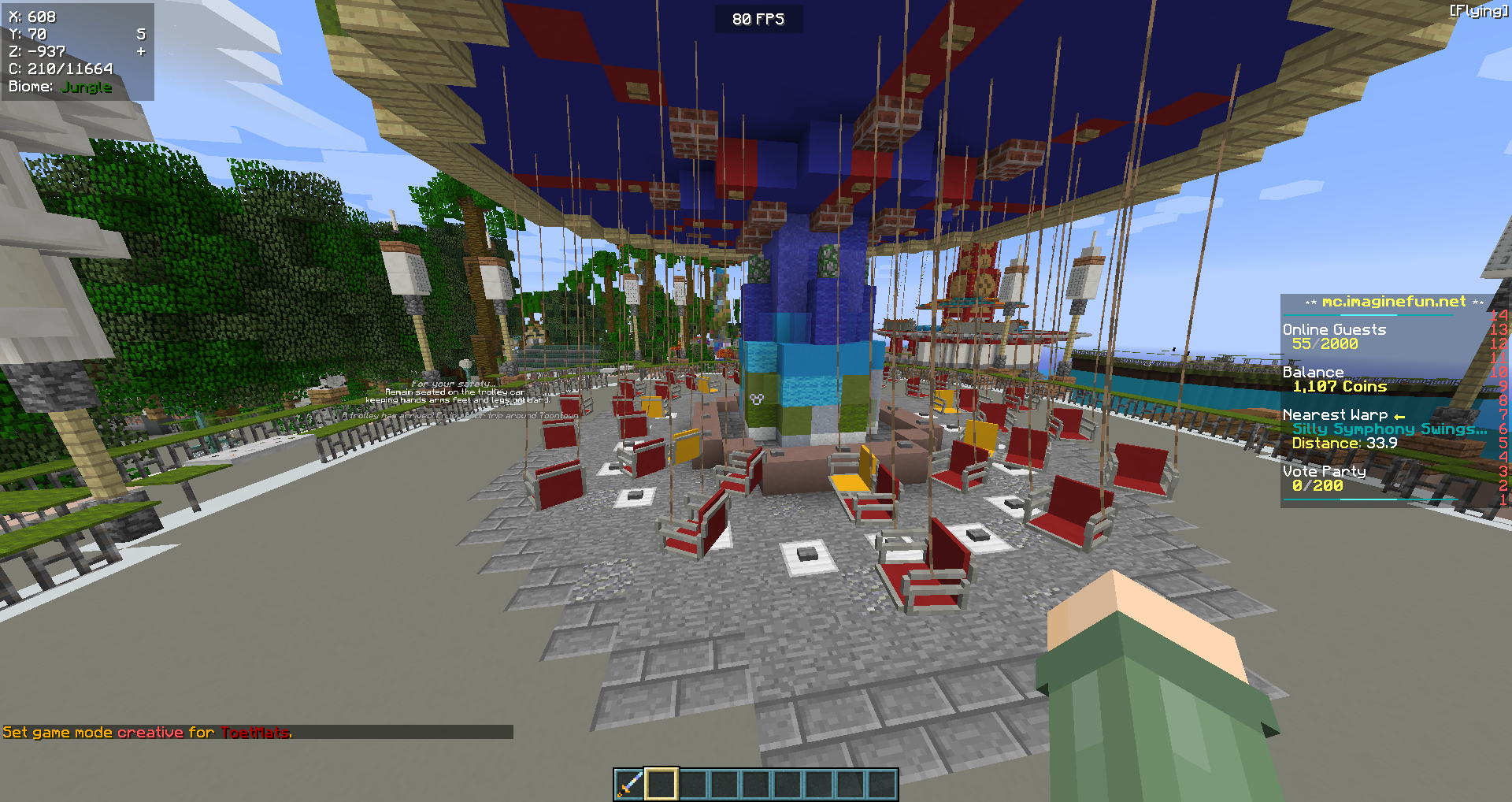 Early test with in-game ropes, but got discarded due to client lag