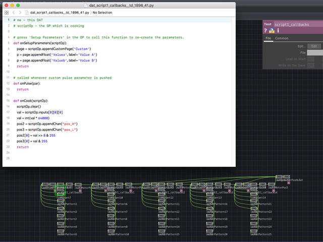TouchDesignerのScript CHOPによるモーター位置の制御