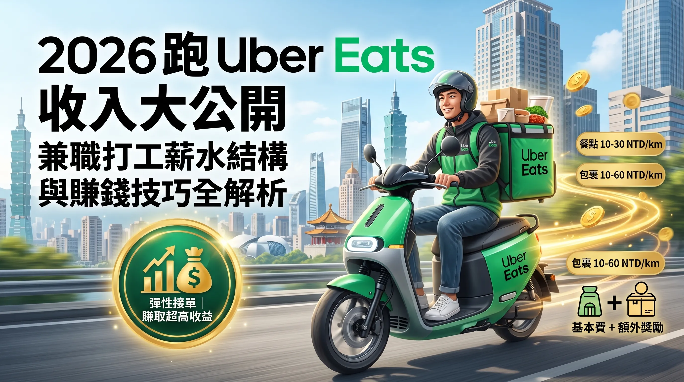 2026 跑 Uber Eats 收入計算大公開:外送員兼職打工薪水結構與賺錢技巧全解析