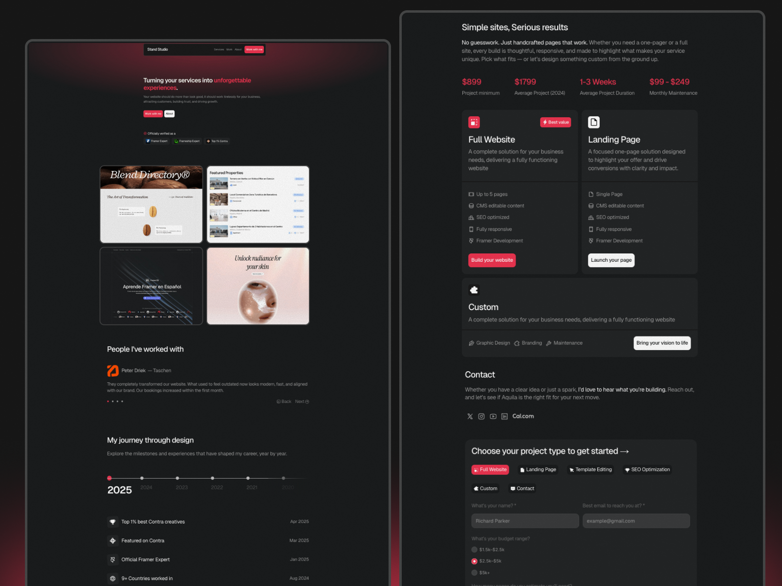 Stand Studio — template Framer