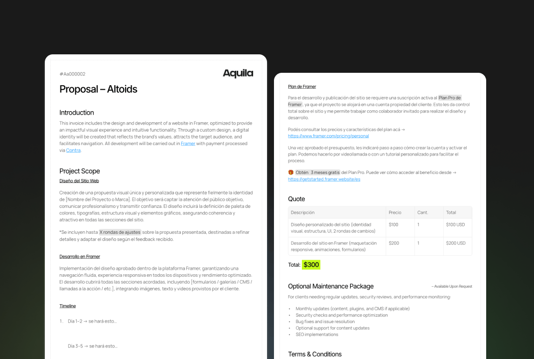 Invoice generator with Framer CMS — template Framer