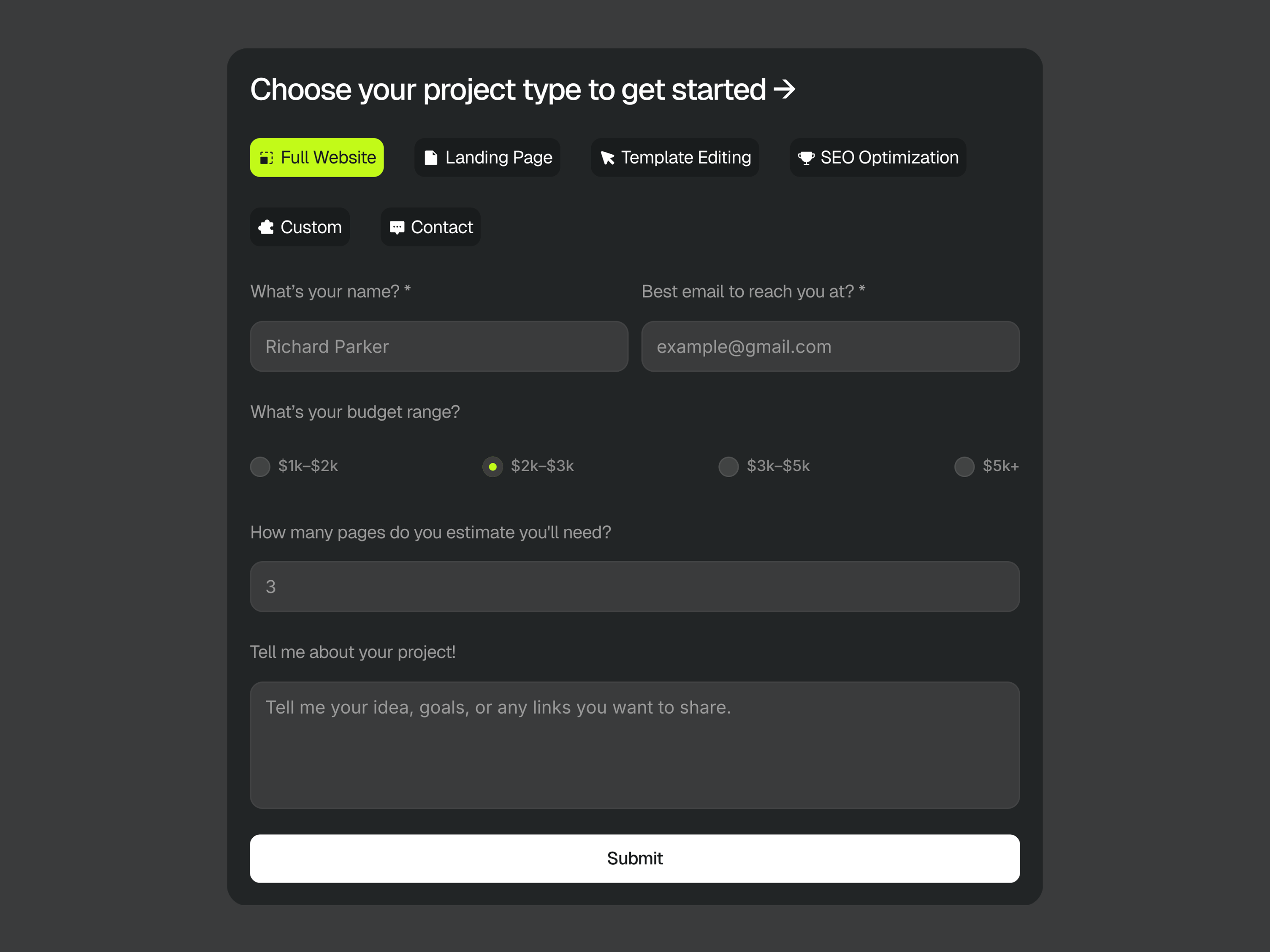 Multi-Purpose Form — template Framer
