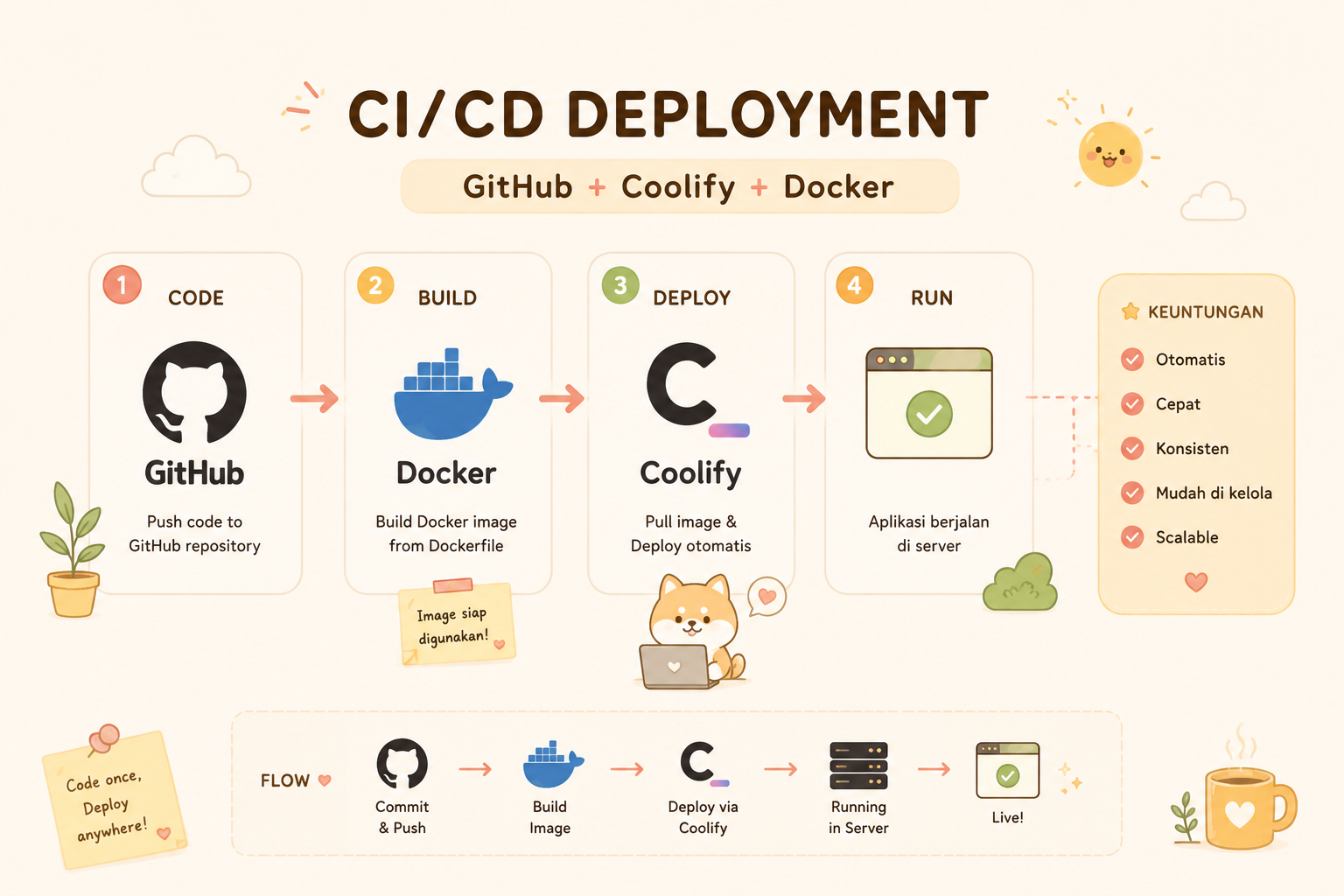 Setup CI/CD GitHub Actions + Coolify (GHCR)