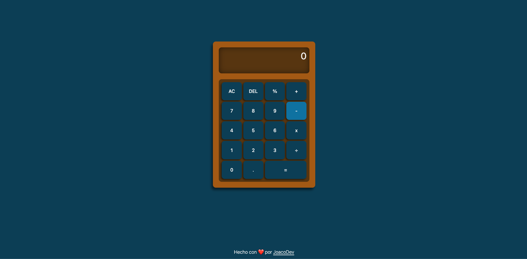 Previsualización del proyecto Calculadora