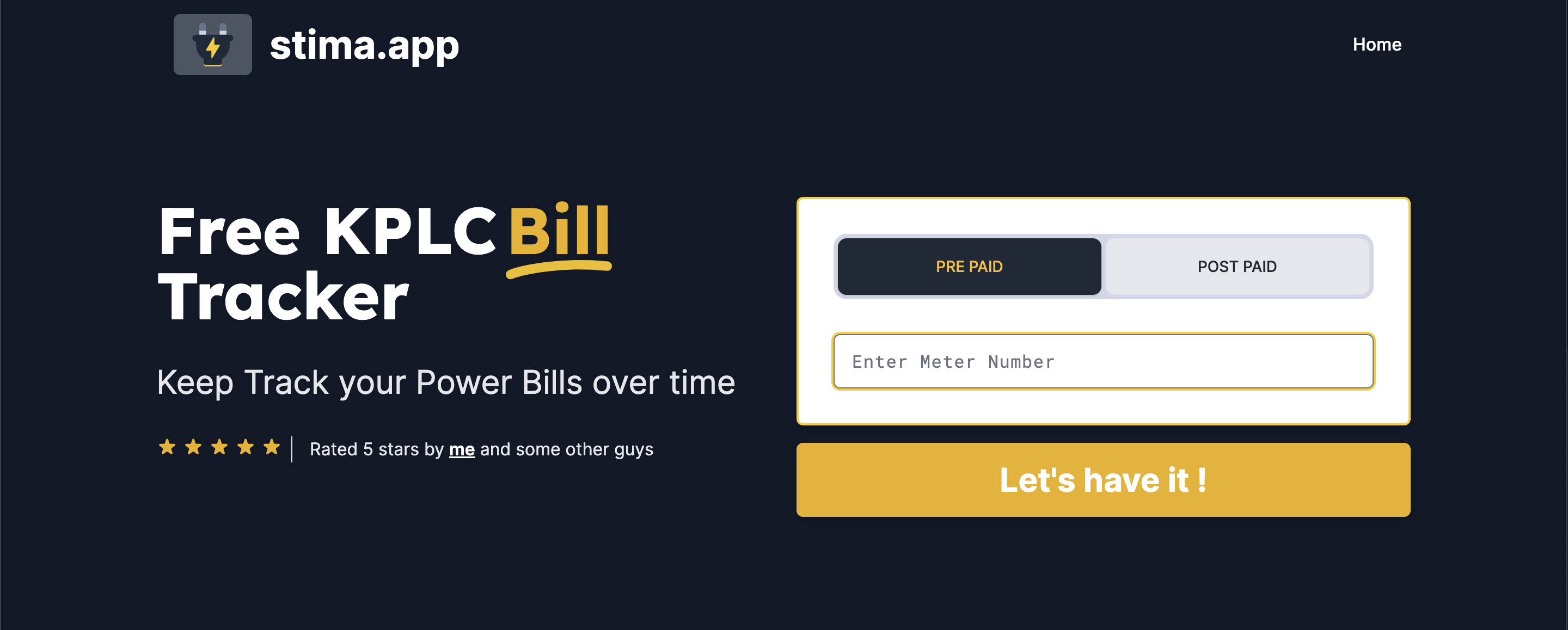 Stima v1.0 landing page