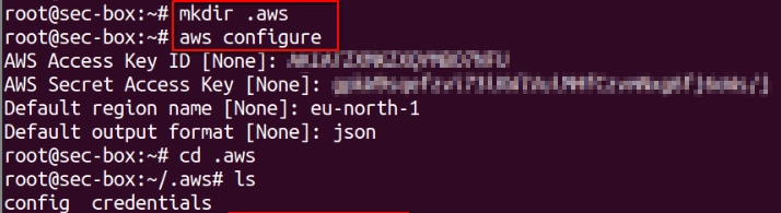 Configured AWS authentication on projectzero-sec-box to enable Wazuh access to the S3 security data lake.