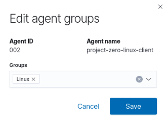 Editing the project-zero-linux-client agent to place it in the Linux group.